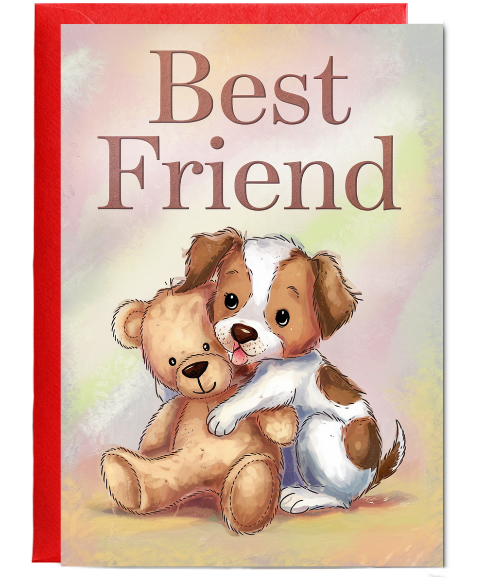 Best Friend - Puppy with a Teddy Bear