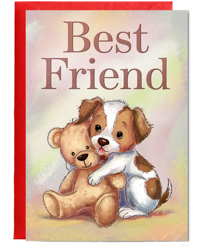 Best Friend - Puppy with a Teddy Bear