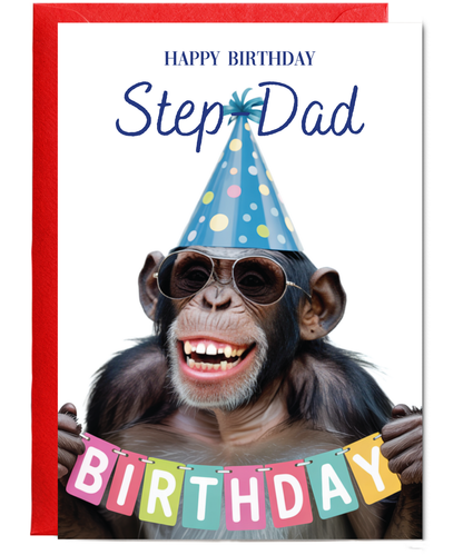 Chimpanzee happy birthday Stepdad