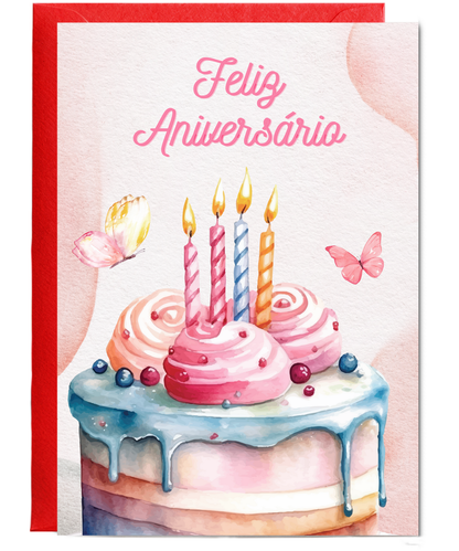 girly happy birthday Feliz Aniversário Portuguese butterfly