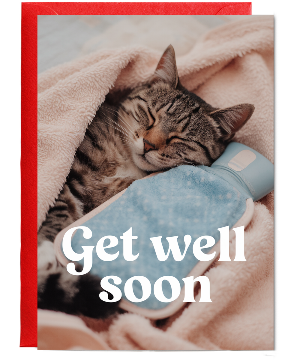 Get Well Soon with Cat with a Hot Water Bottle
