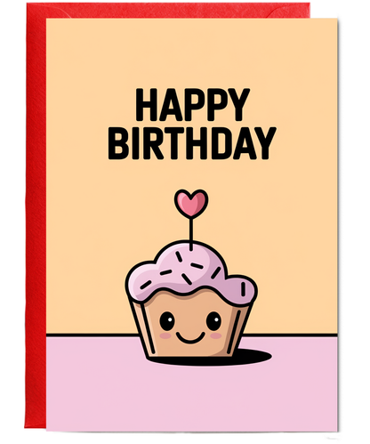 Happy Birthday Card cheerful cupcake