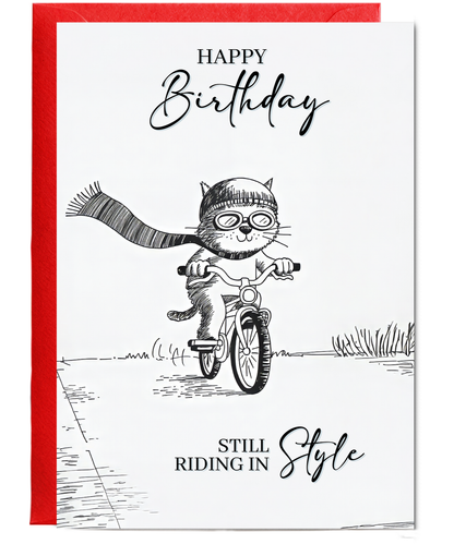 Happy Birthday Cat riding in style