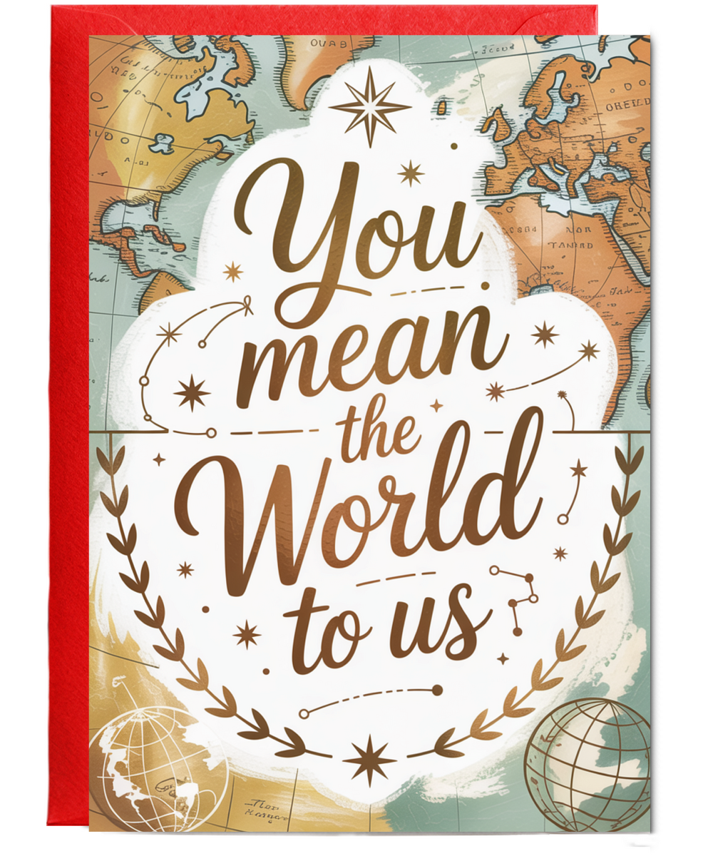Teacher Thank You Card for Her Geography Teacher You Mean the World to Us