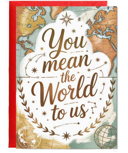 Teacher Thank You Card for Her Geography Teacher You Mean the World to Us