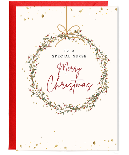 To a special Nurse merry Christmas wreath fake glitter effect