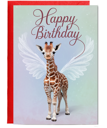 Birthday Card Giraffe With Wings