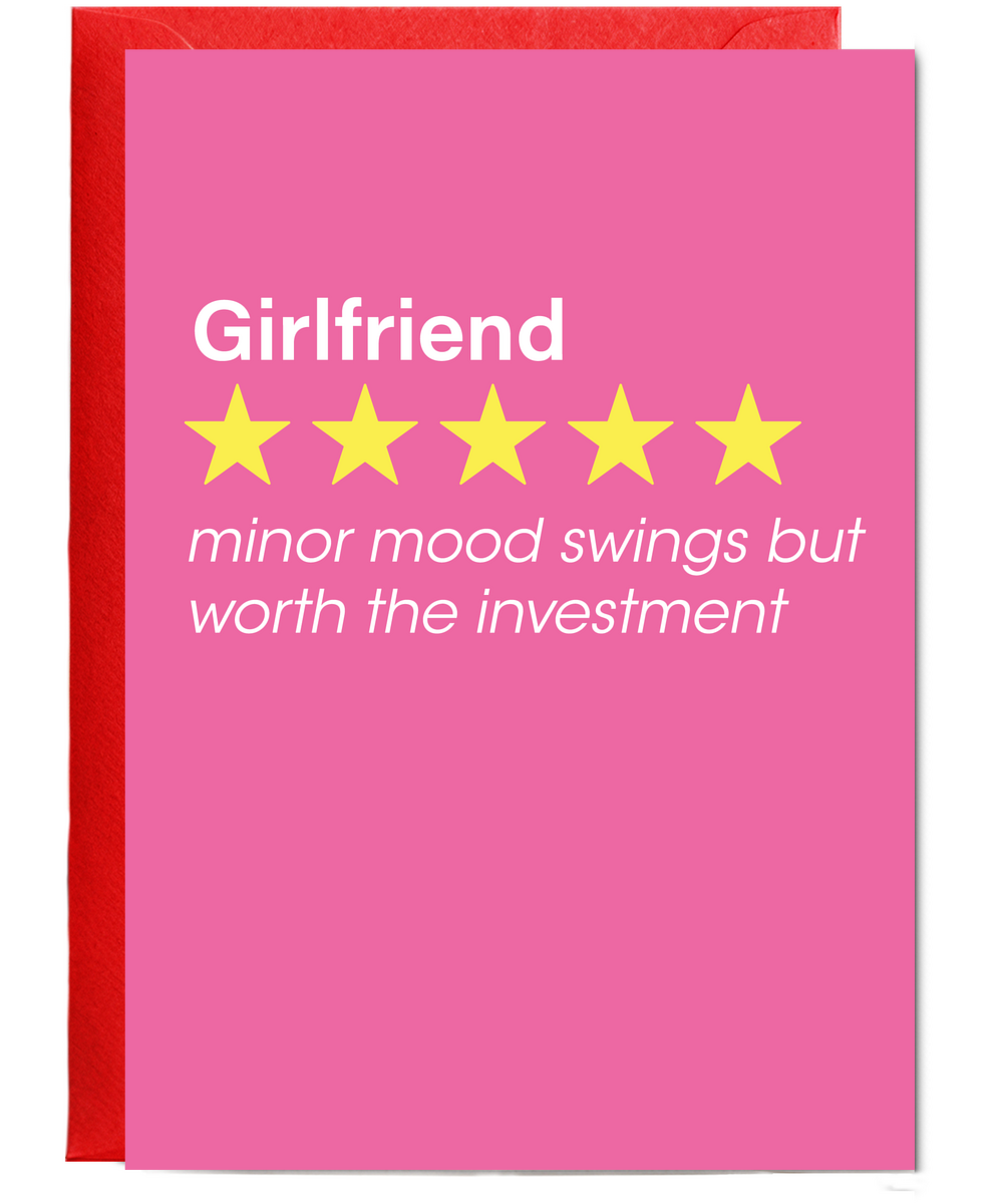 Funny Review Card for Girlfriend Comes With Minor Mood Swings