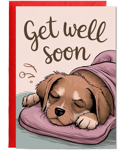 Get Well Soon - Puppy with a Hot Water Bottle