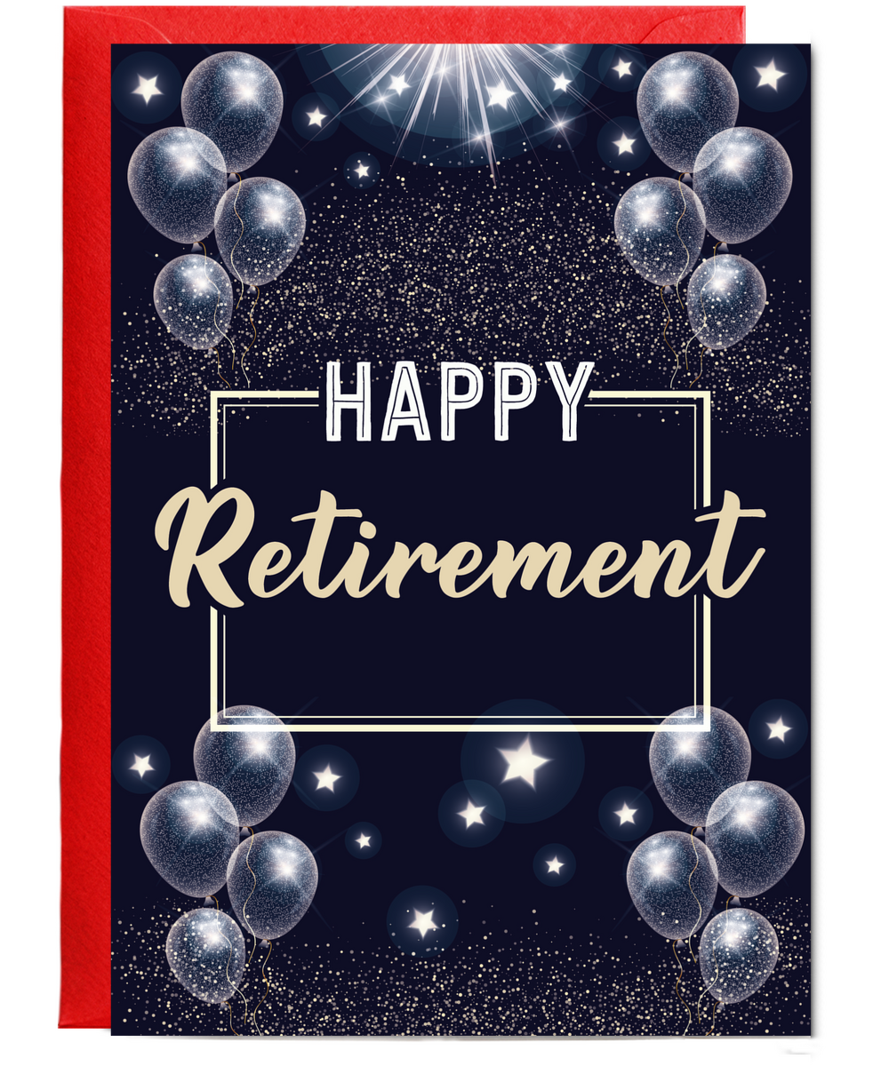 Happy Retirement with Balloons and Confetti
