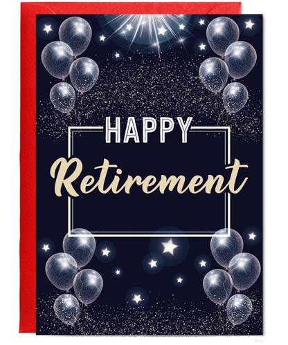 Happy Retirement with Balloons and Confetti