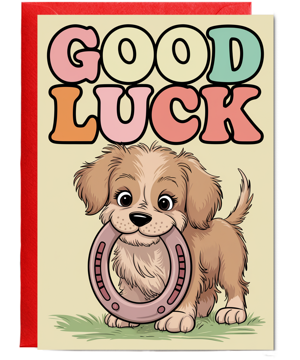 Good Luck - Puppy with a Horseshoe