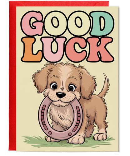 Good Luck - Puppy with a Horseshoe