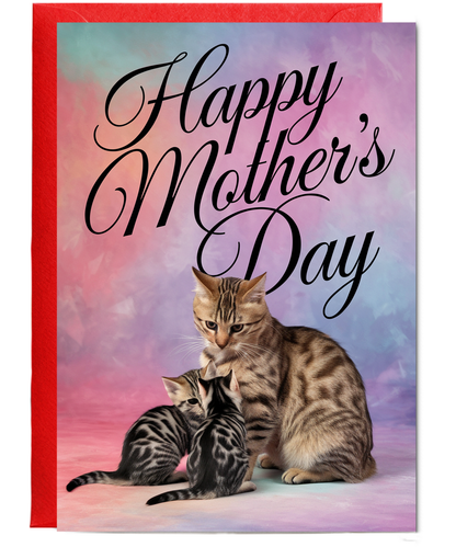 Happy Mother's Day with Cat and Kittens