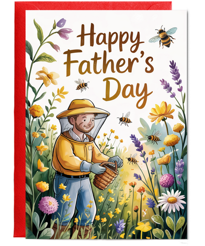 Happy Fathers Day Card for a Dad who Loves Bee Keeping and Nature