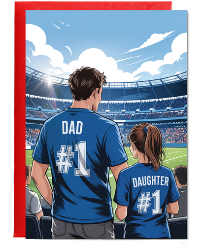football dark blue number one dad and daughter