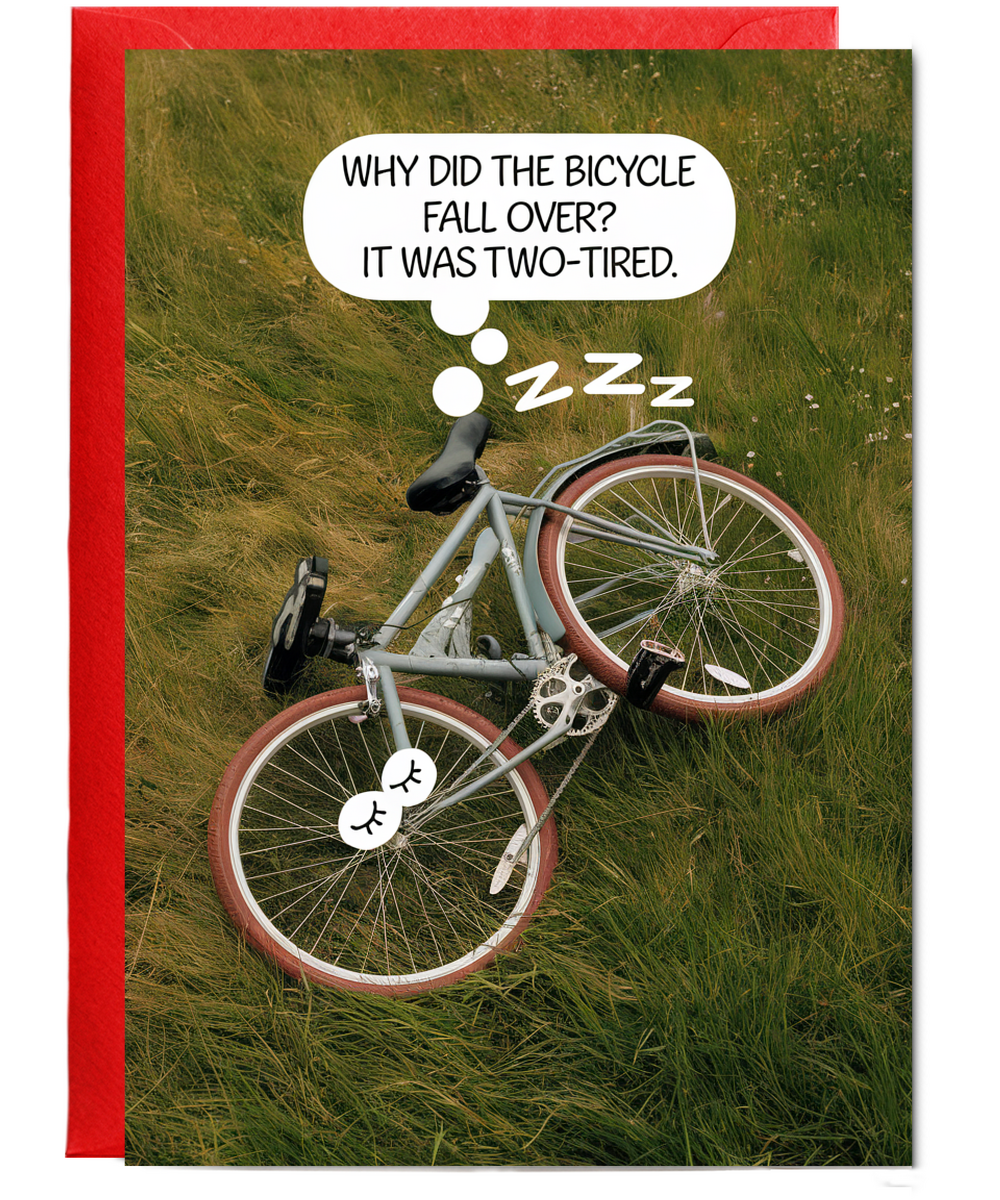Why did the bicycle fall over? It was two-tired.
