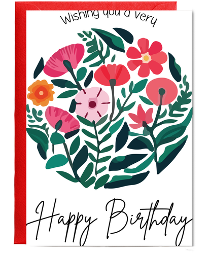 floral circle wishing you a very happy birthday