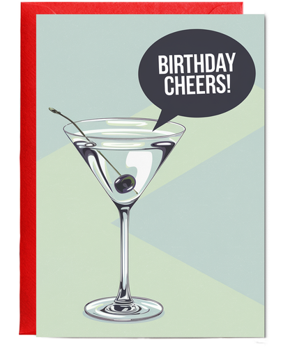 Birthday Cheers card martini glass for her him