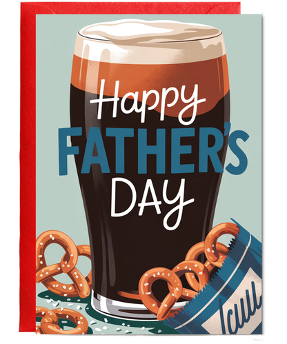 Father's Day card Beer and Pretzels