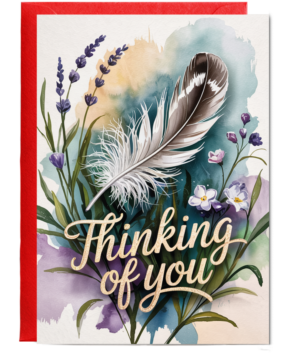 Sympathy Card for the Loss of Loved Ones Thinking of You with Feather Design