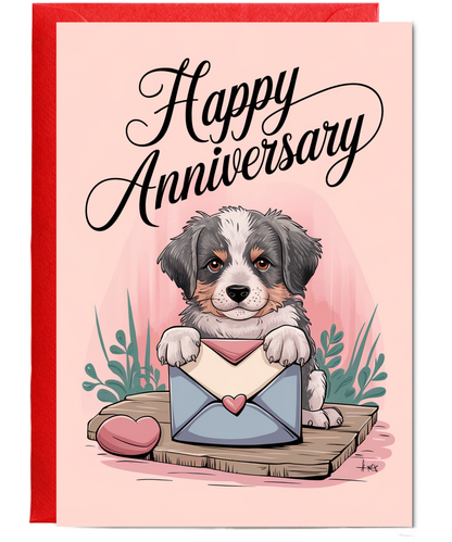Happy Anniversary - Puppy with a Love Letter