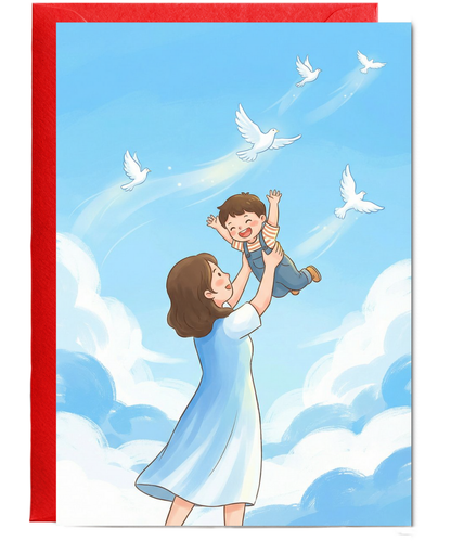 mum and child playful doves Happy Birthday Happy Mother's day
