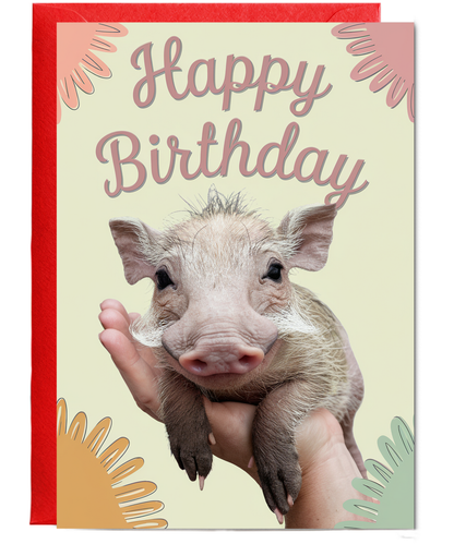 Birthday card warthog miniture cute funny