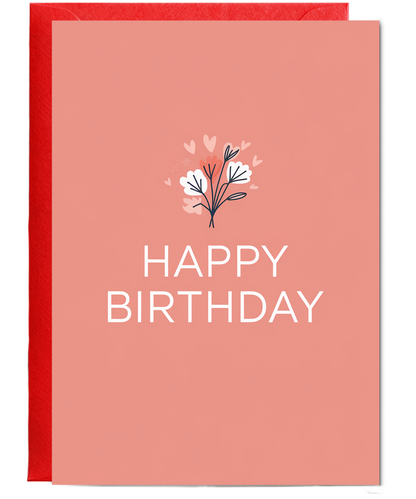Happy Birthday Card minimalist flower bouquet