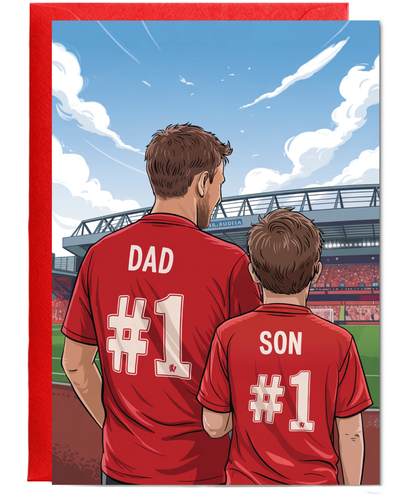 football red number one dad and son