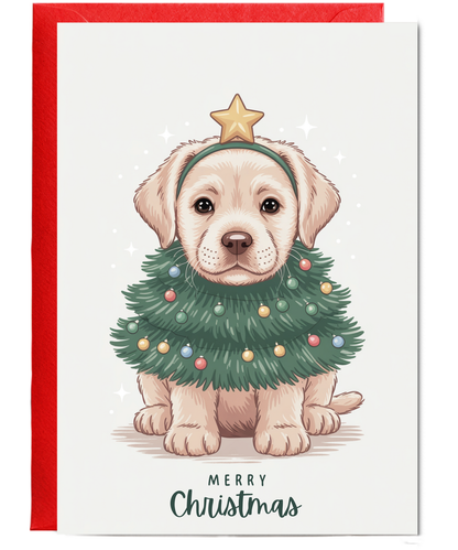 Labrador in christmas tree costume