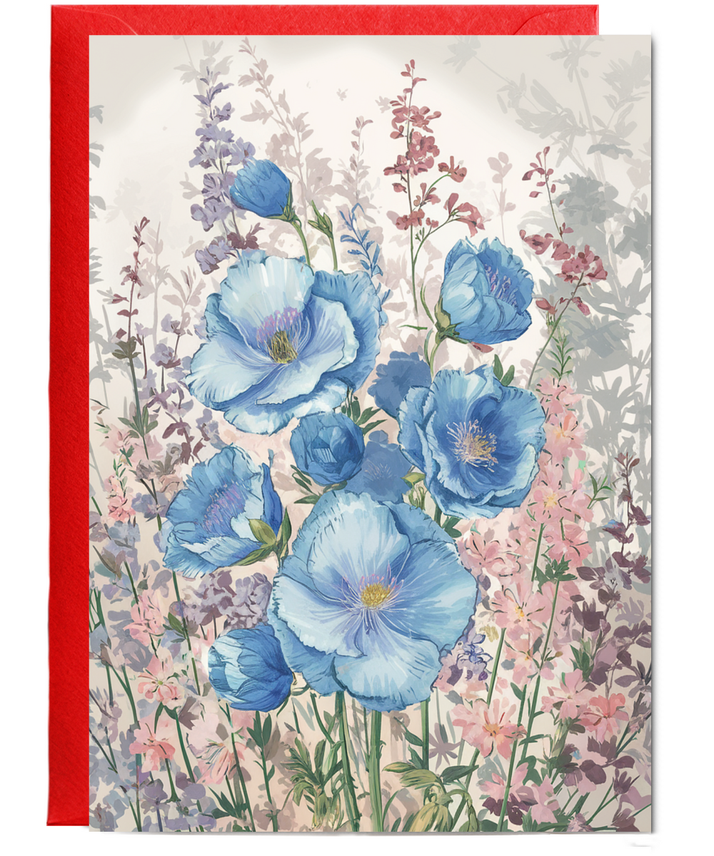 Garden with blue flowers