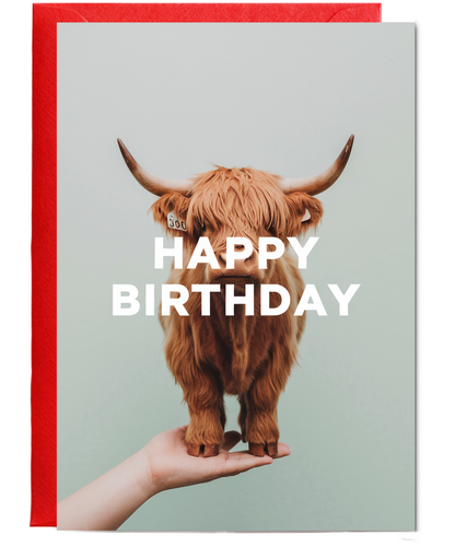 Happy Birthday Card mini Highland Cow