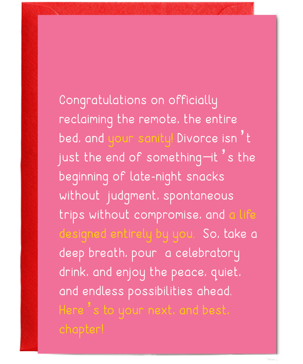 congratulation on your divorce