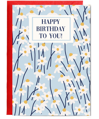 Happy Birthday card daisy pattern