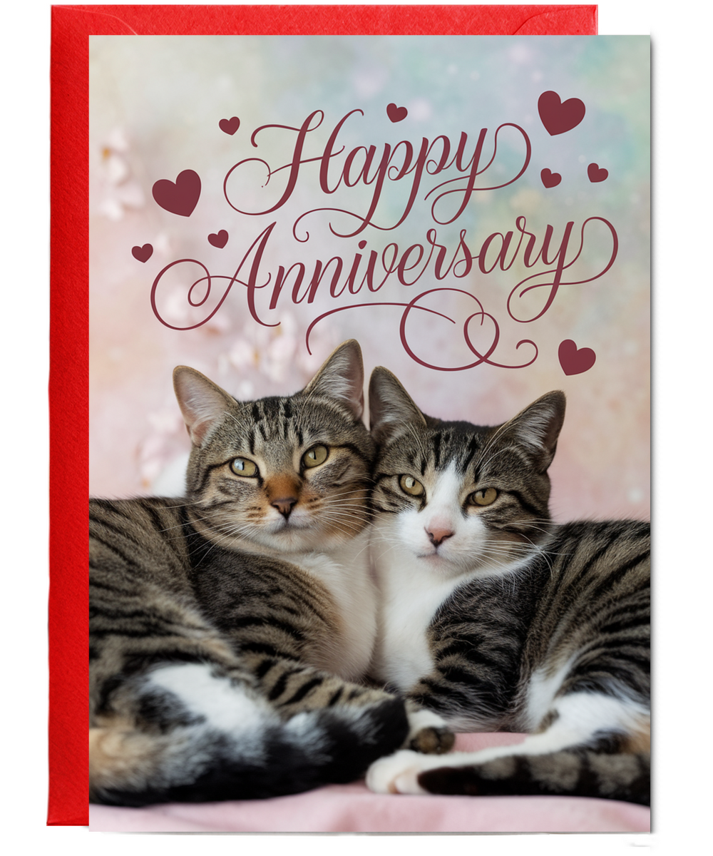 Happy Anniversary with Loveable Cat Couple