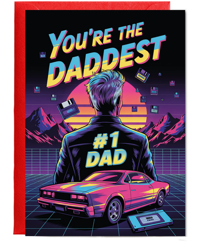 Happy Fathers Day Card Retro Style Youre the Daddest Number One Dad