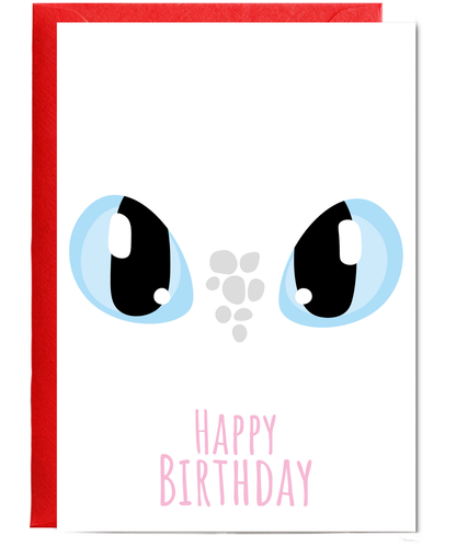 Happy Birthday Card with Dragon Light Eyes