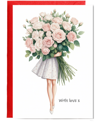 Thinking of You Card Beautiful Rose Bouquet with Love for Birthday Girl Bride to be