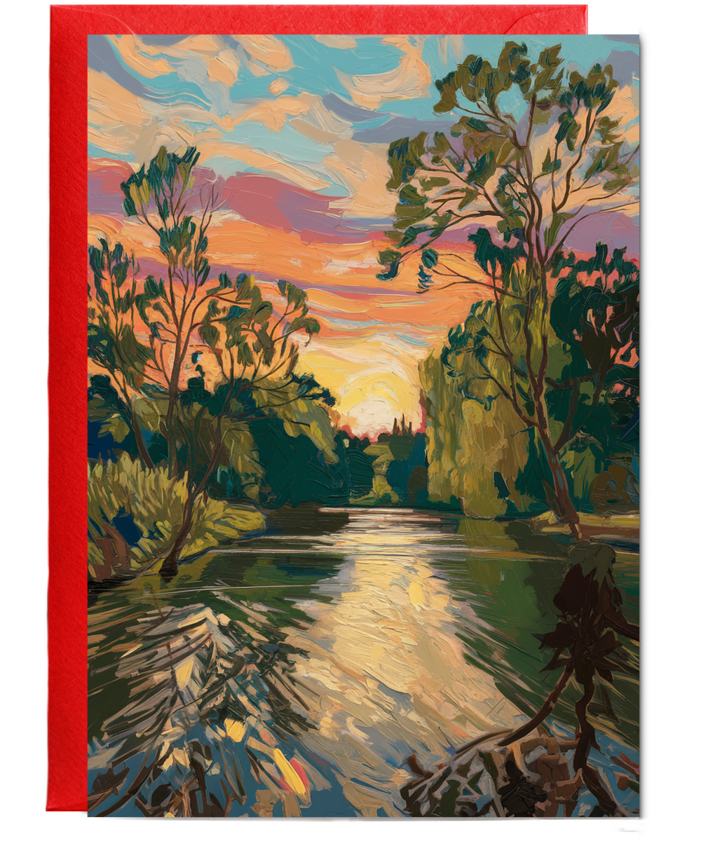Impressionist River Oil painting Card
