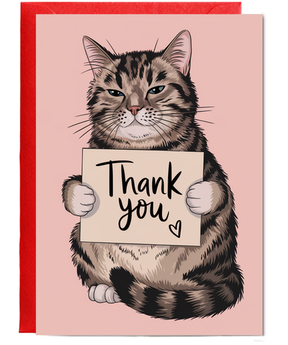 Thank You - Cat with a Thank-You Card