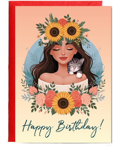 Happy Birthday Girl with Flower Crown