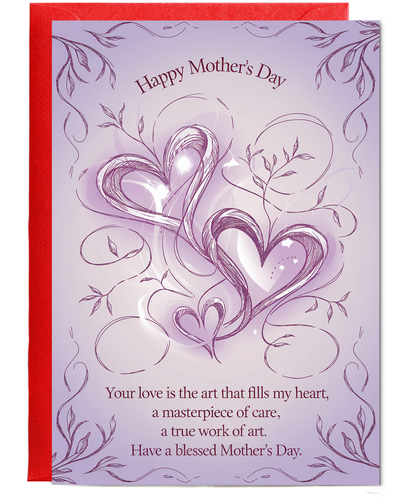 Mothers Day Card Love fills my heart lilac Traditional poem