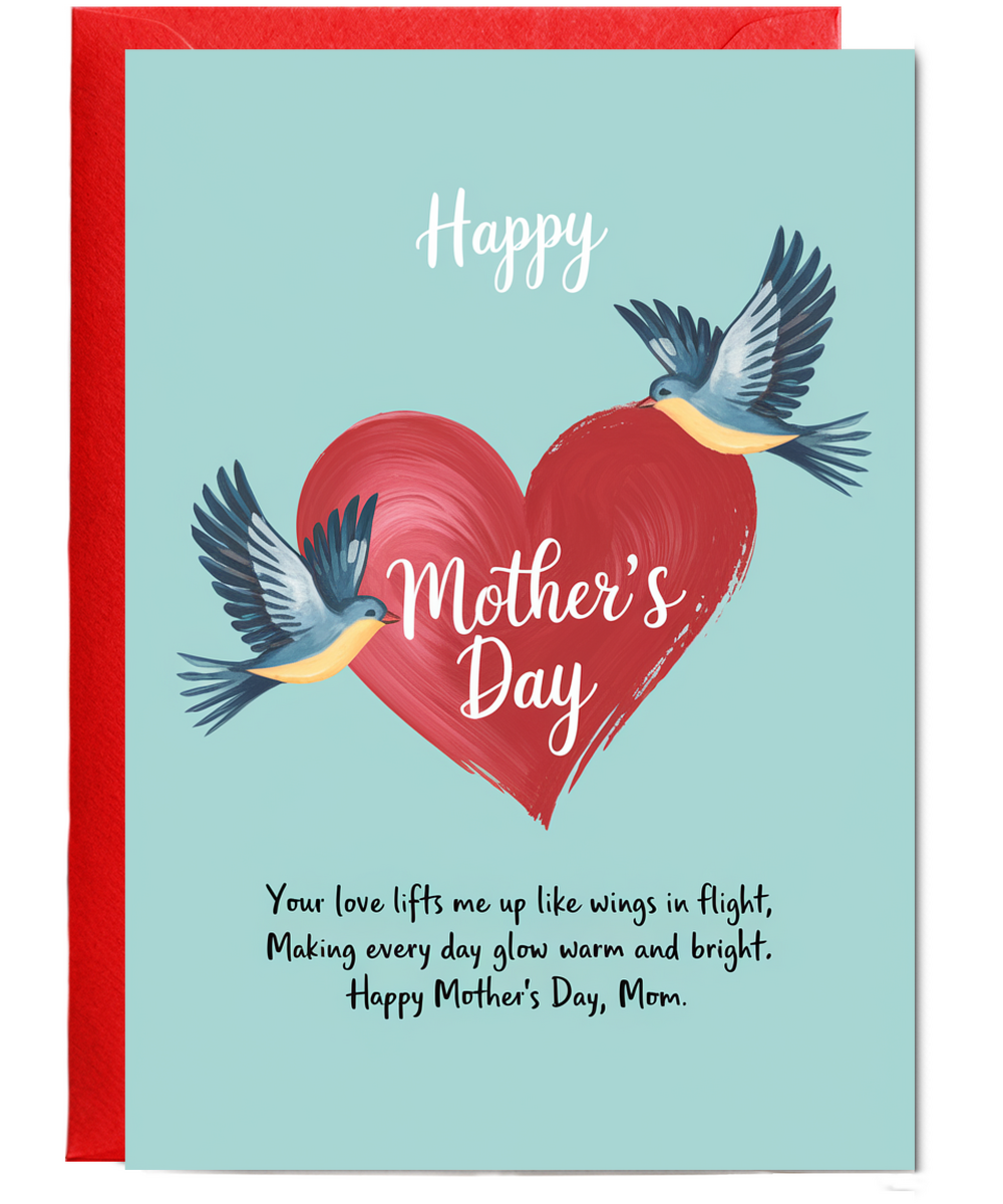 Happy Mother's Day Card Graceful Birds poem Traditional