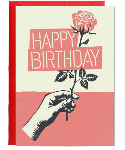 Happy Birthday Card Stencil Rose graffiti