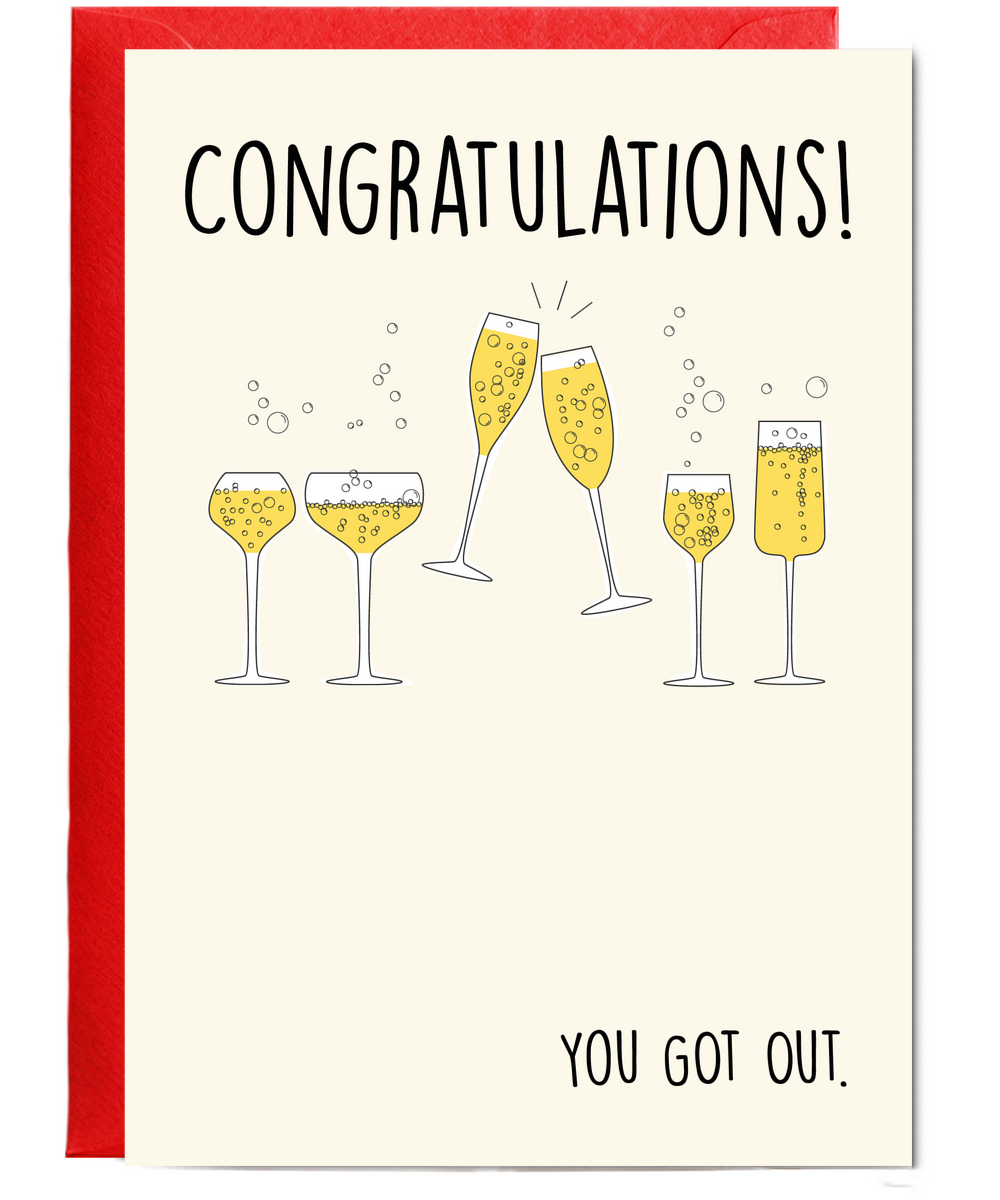 Funny Goodbye Card for Coworker You Got Out Joke