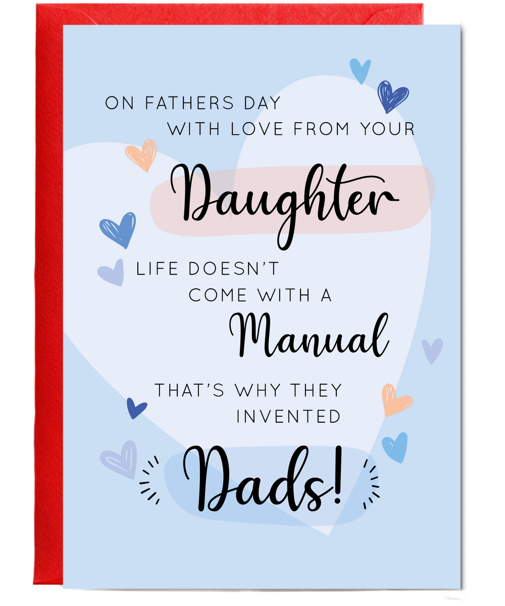 Happy Fathers Day Card Heartfelt Message from Daughter for Dad Grandad Husband
