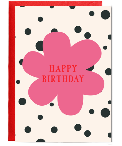 Happy Birthday card polka dot flower