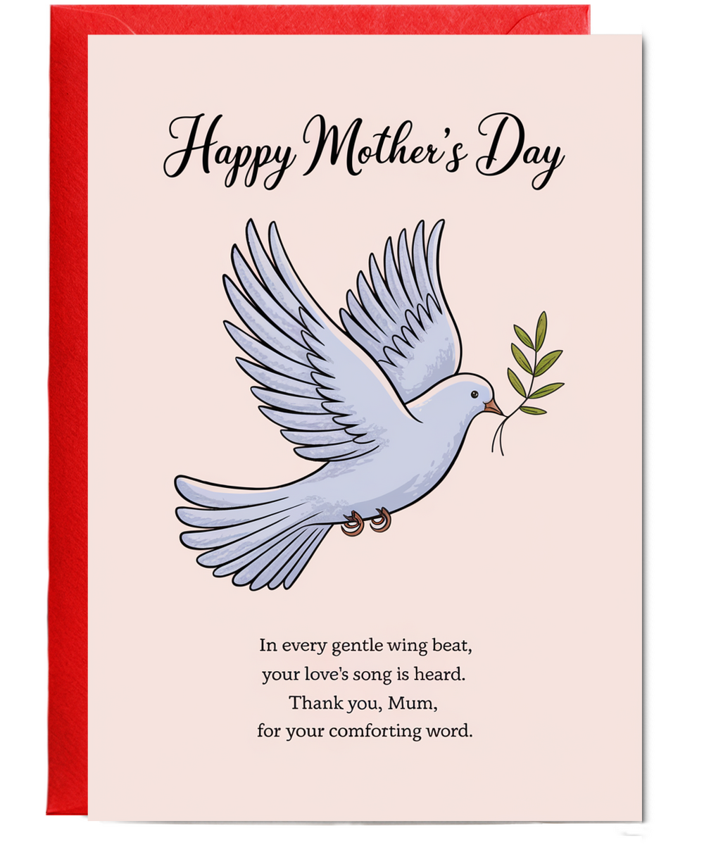 Mothers Day Card Thank you mum dove Traditional poem