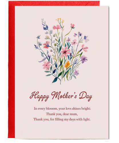 Mothers Day Card flowers from daughter son for mum